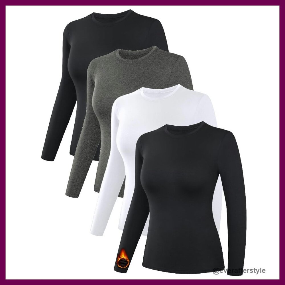 Fleece Lined Thermal Compression Base Layer Tops … - image 1